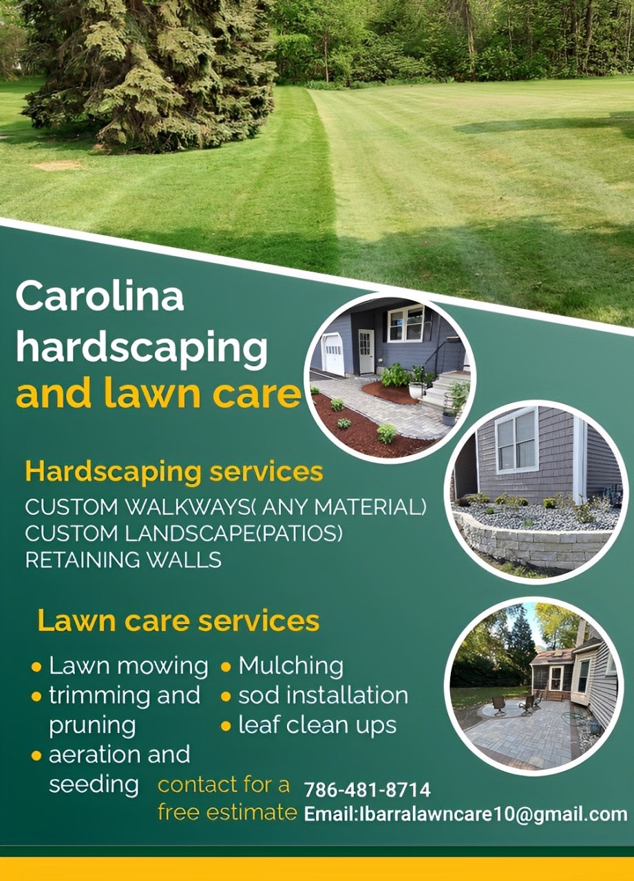 Services such as tree services, trimming and pruning, mulching and pine straw, sod installation and more!